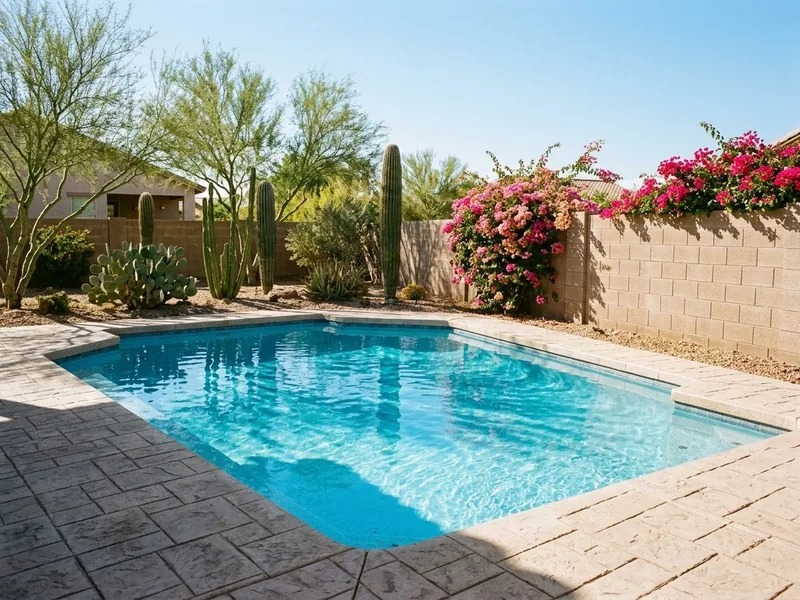 Beautiful Arizona backyard pool serviced by Mainline Pool Co